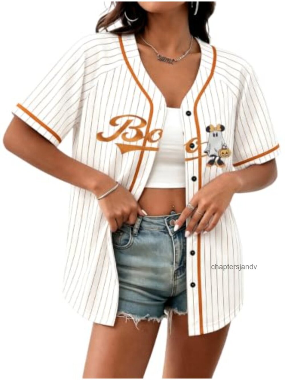 Halloween Baseball Jersey Women Polyester Button Down Shirt